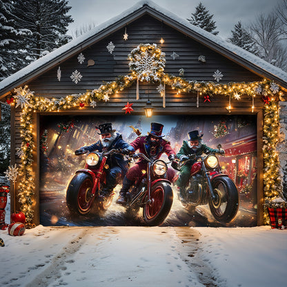 Lorva Christmas Door Banner Decoration Nightmare Nutcracker Motorcycle