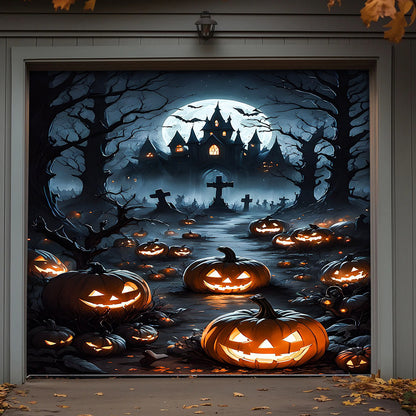 Lorva Garage Door Banner Decoration Halloween Pumpkin Haunted House