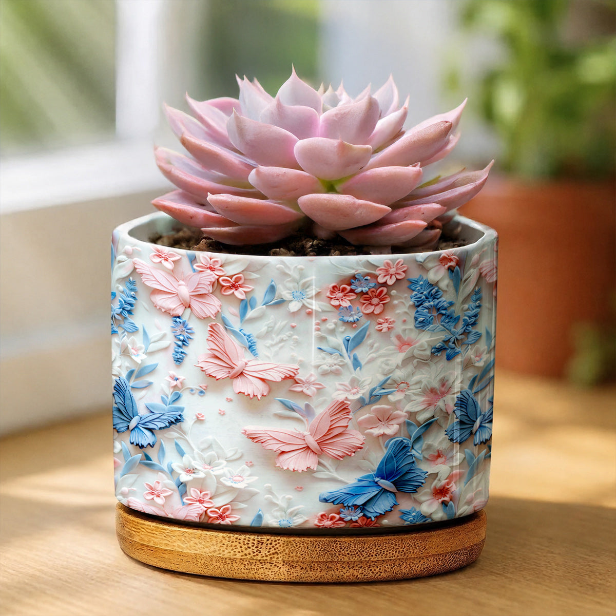 Lorva Ceramic Plant Pot Beautiful Floral Butterfly