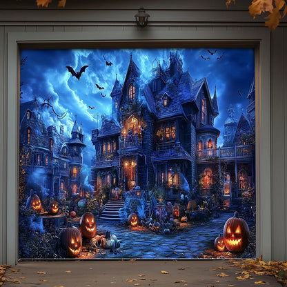 Lorva Halloween Garage Door Banner Decoration Haunted Halloween Estate