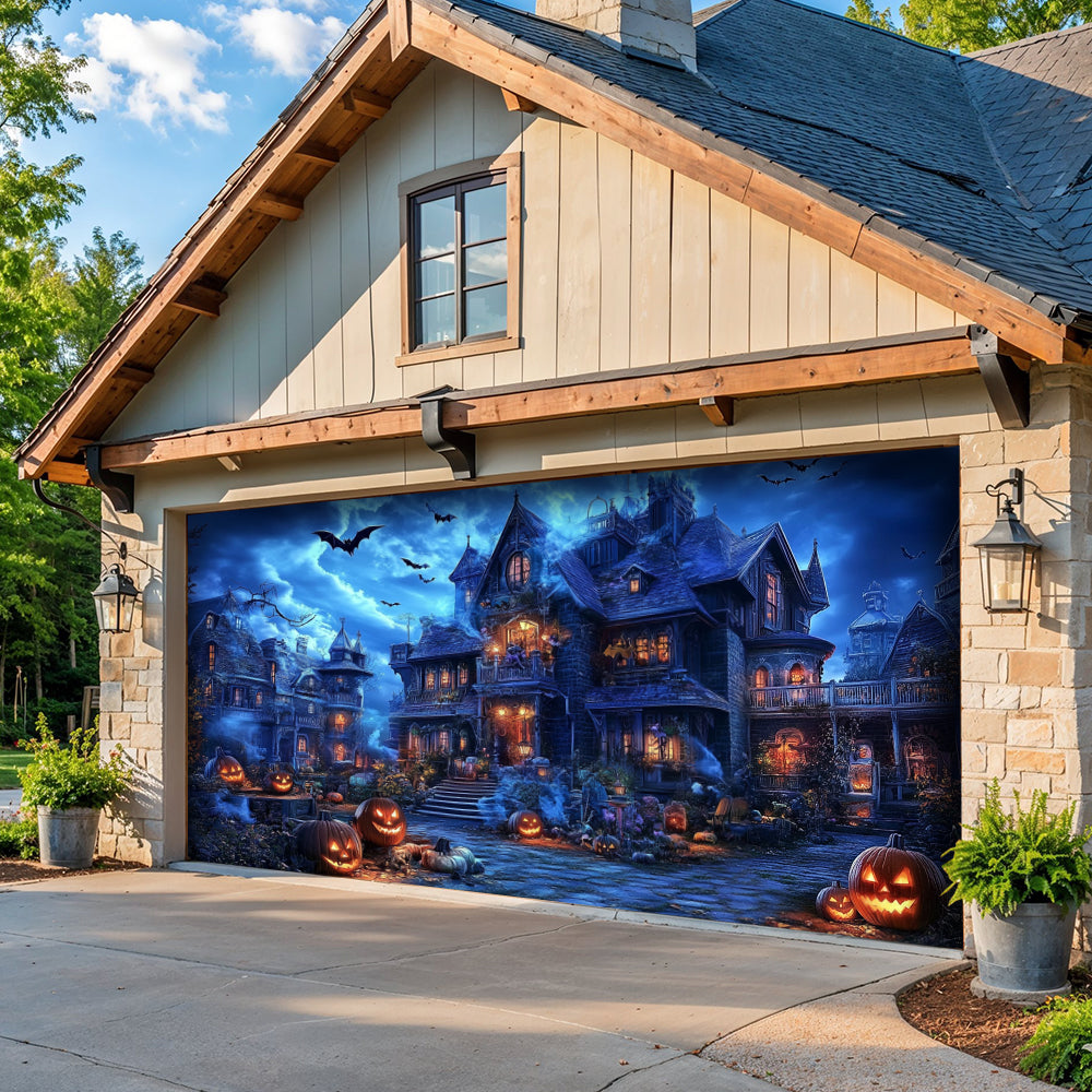 Lorva Halloween Garage Door Banner Decoration Haunted Halloween Estate