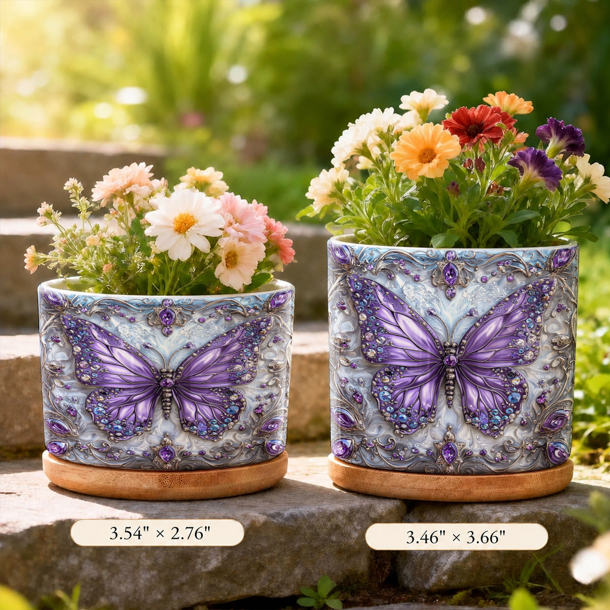 Lorva Ceramic Plant Pot Gentle Purple Butterfly