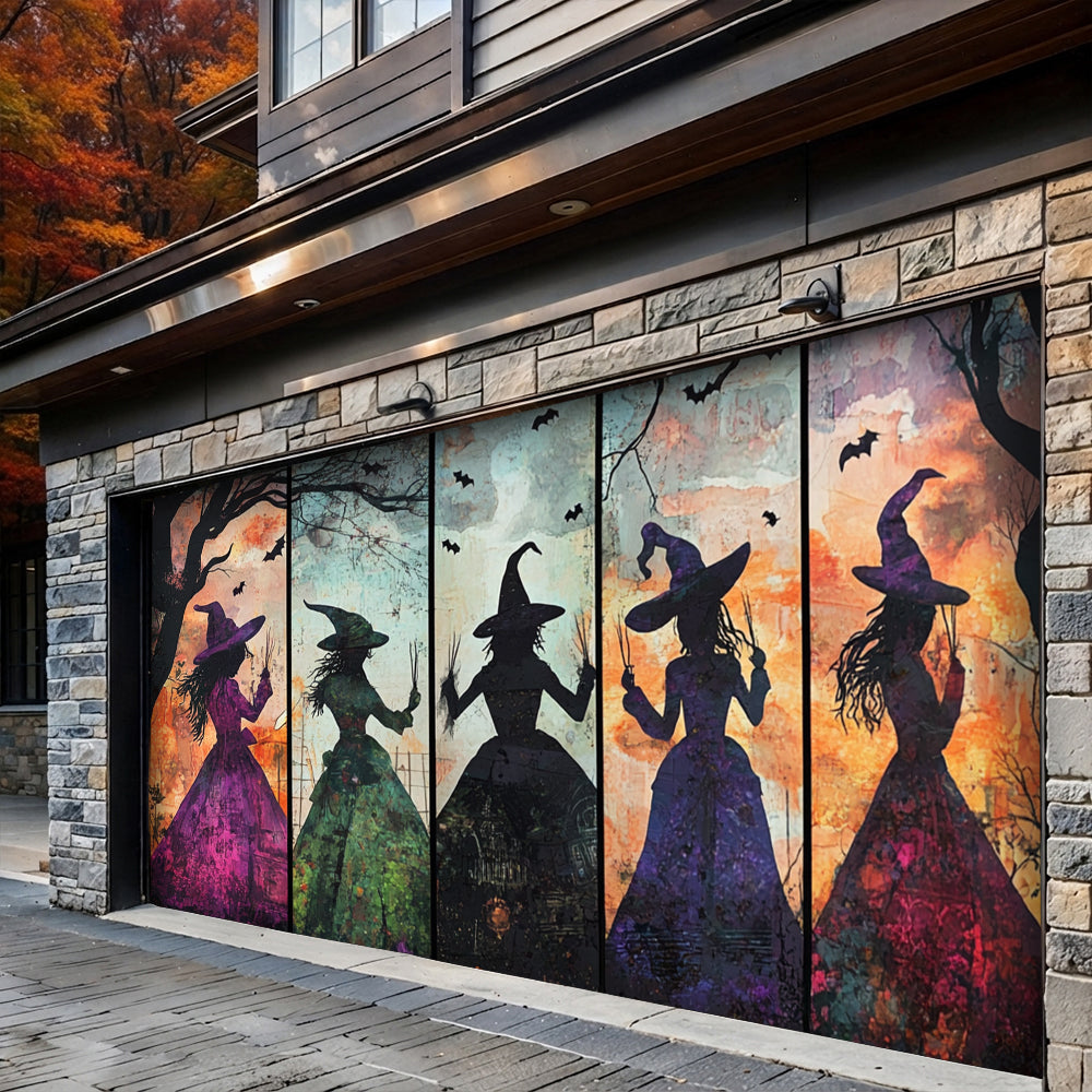 Lorva Halloween Garage Door Banner Decoration Mystic Witches