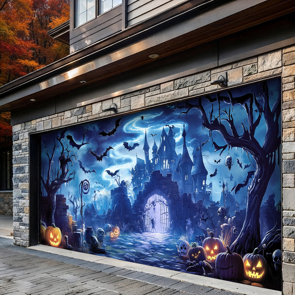 Lorva Halloween Garage Door Banner Decoration Midnight At The Haunted Manor
