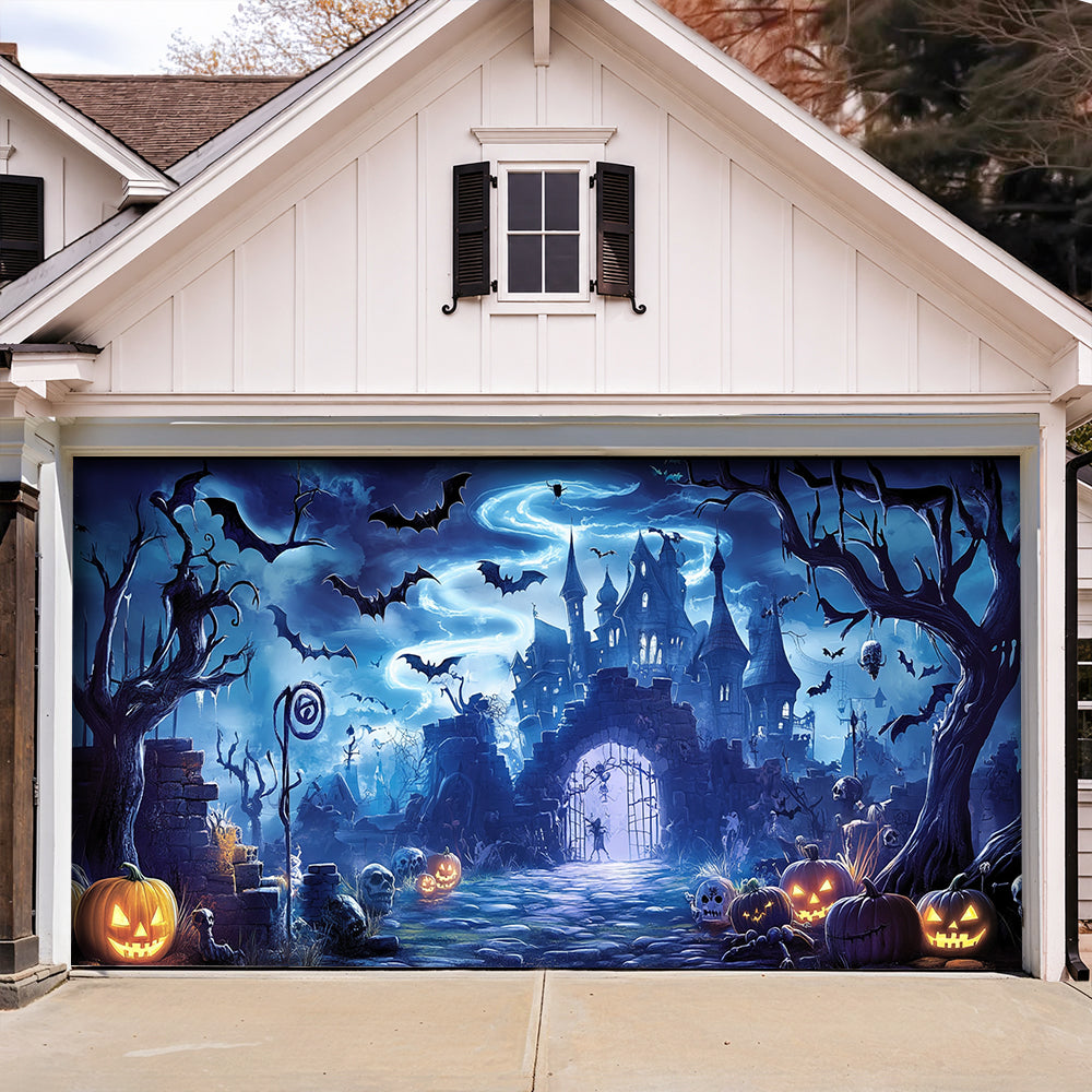 Lorva Halloween Garage Door Banner Decoration Midnight At The Haunted Manor