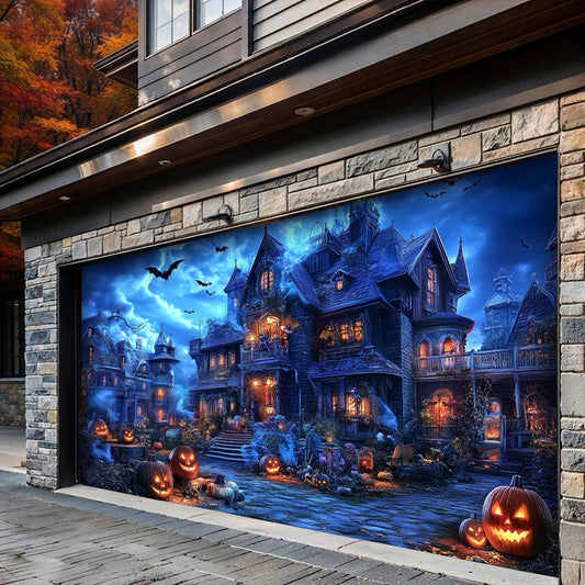 Lorva Halloween Garage Door Banner Decoration Haunted Halloween Estate