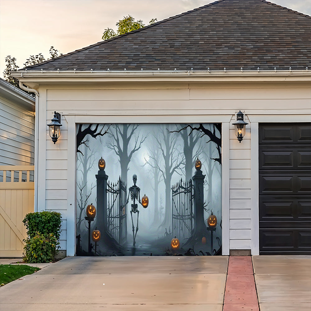 Lorva Garage Door Banner Decoration Death Skull Gate