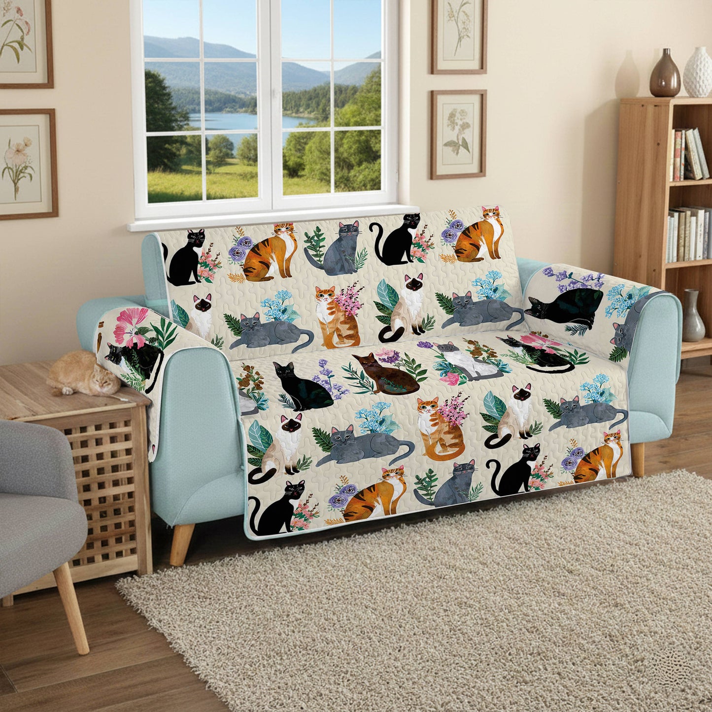 Lorva Sofa Cover Set Botanical Cats