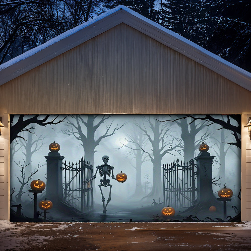 Lorva Garage Door Banner Decoration Death Skull Gate