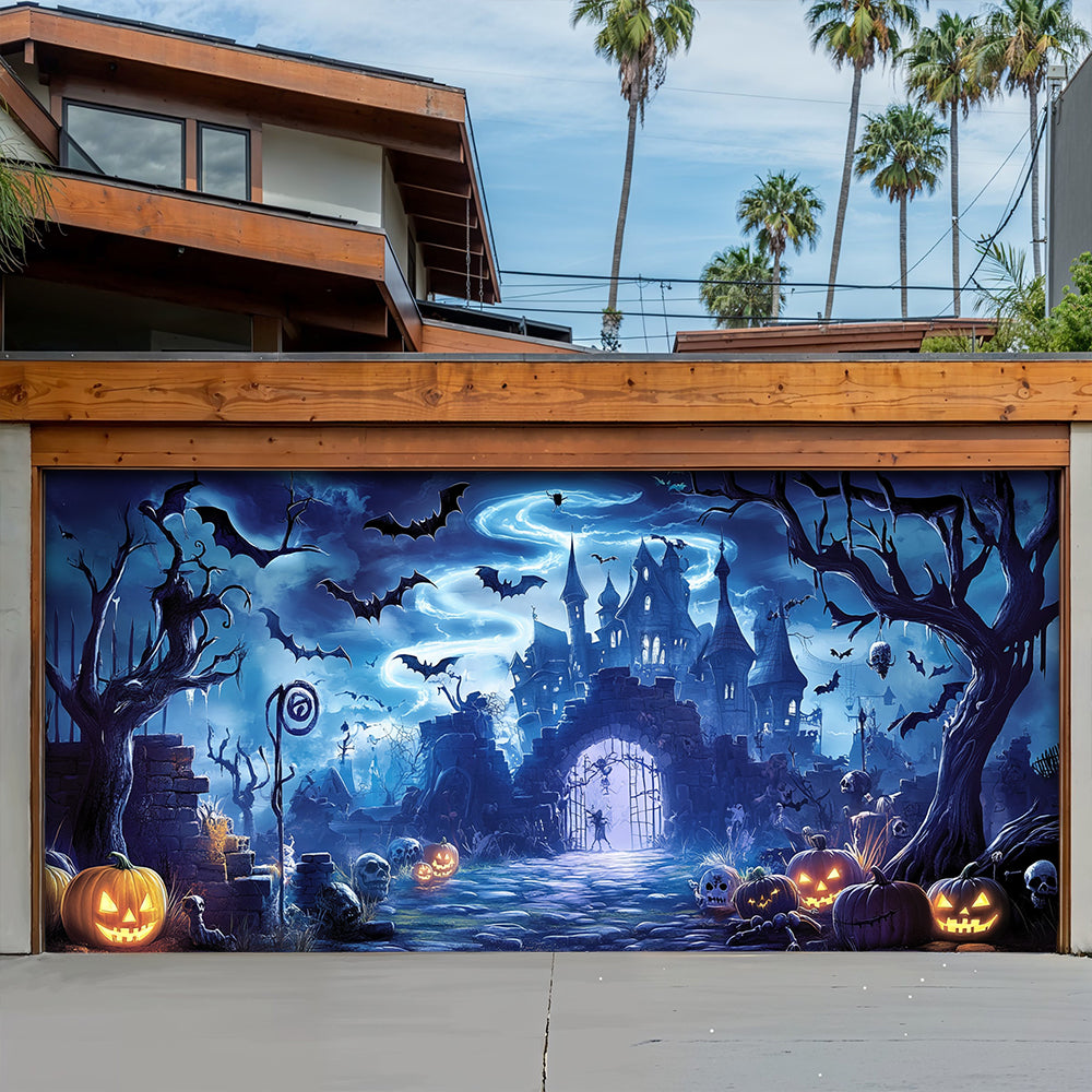 Lorva Halloween Garage Door Banner Decoration Midnight At The Haunted Manor