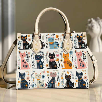 Lorva Leather Bag Midnight Meows And Morning Blooms
