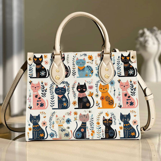 Lorva Leather Bag Midnight Meows And Morning Blooms