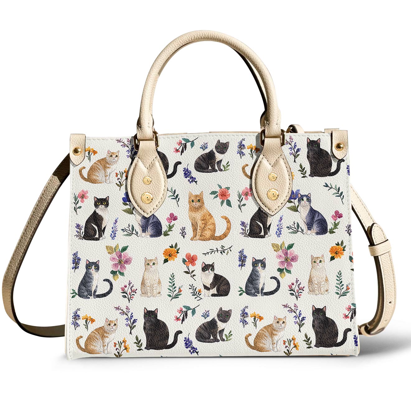 Lorva Leather Bag Floral Feline Parade