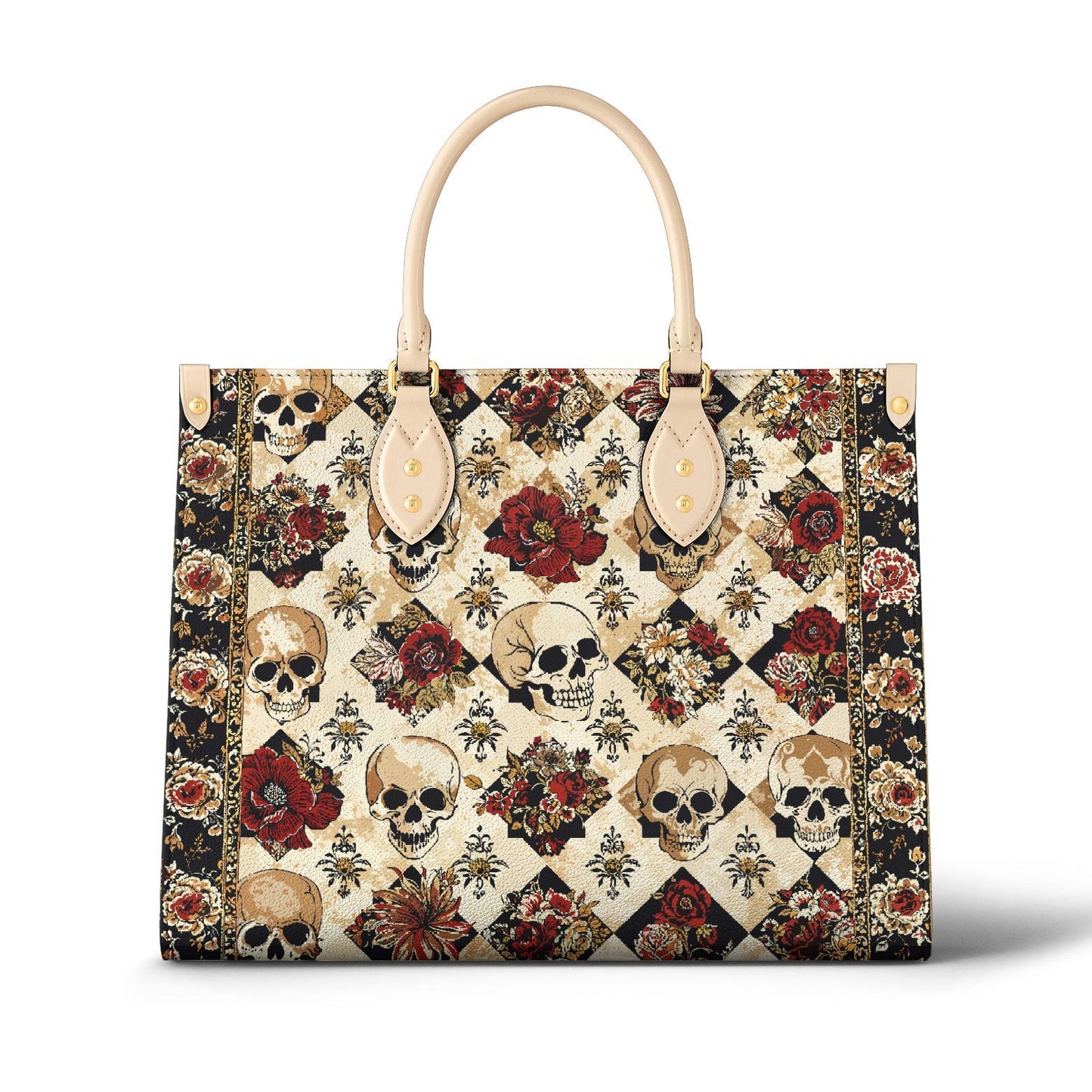 Lorva Skull Leather Bag Gothic Rose