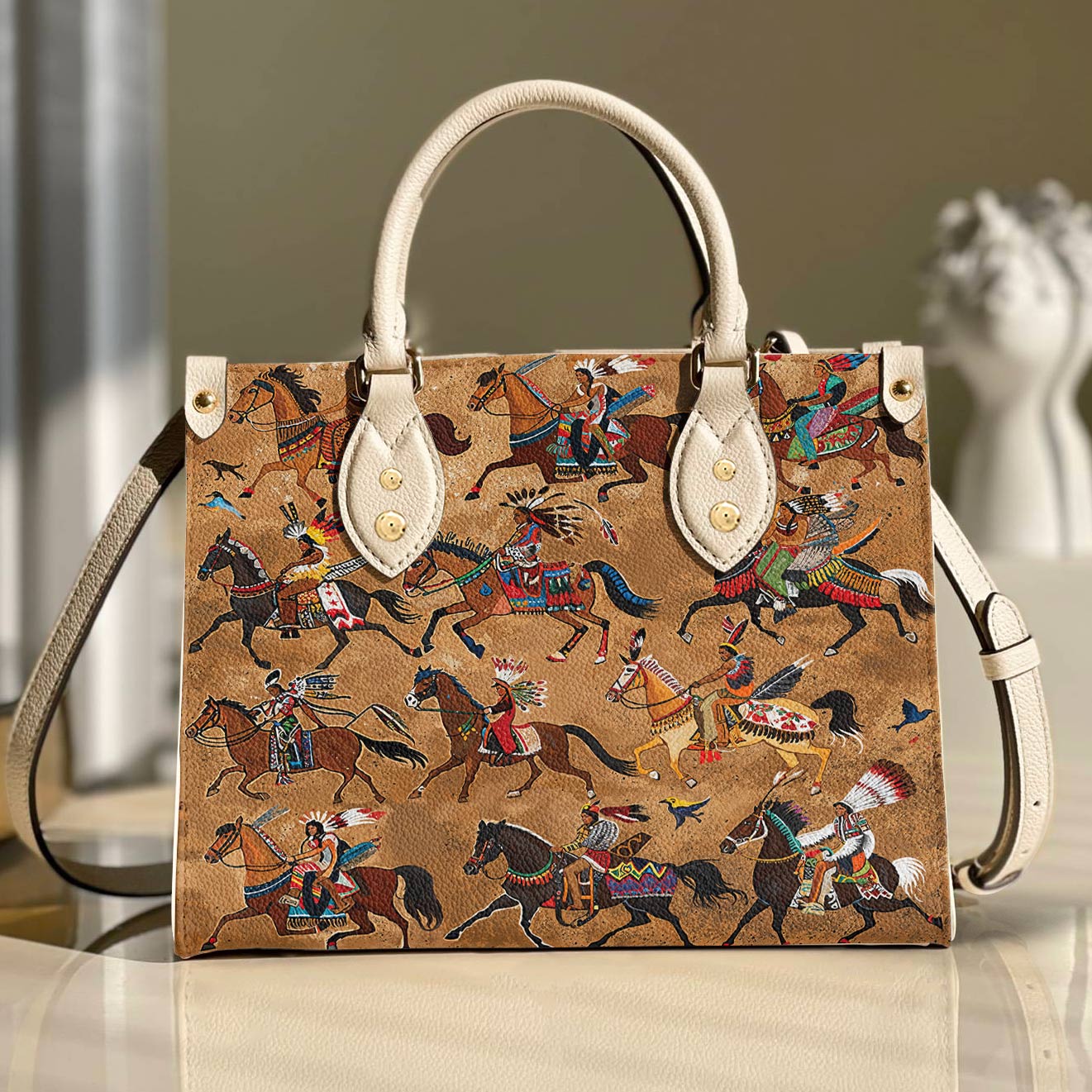 Lorva Leather Bag Majestic Native Horses