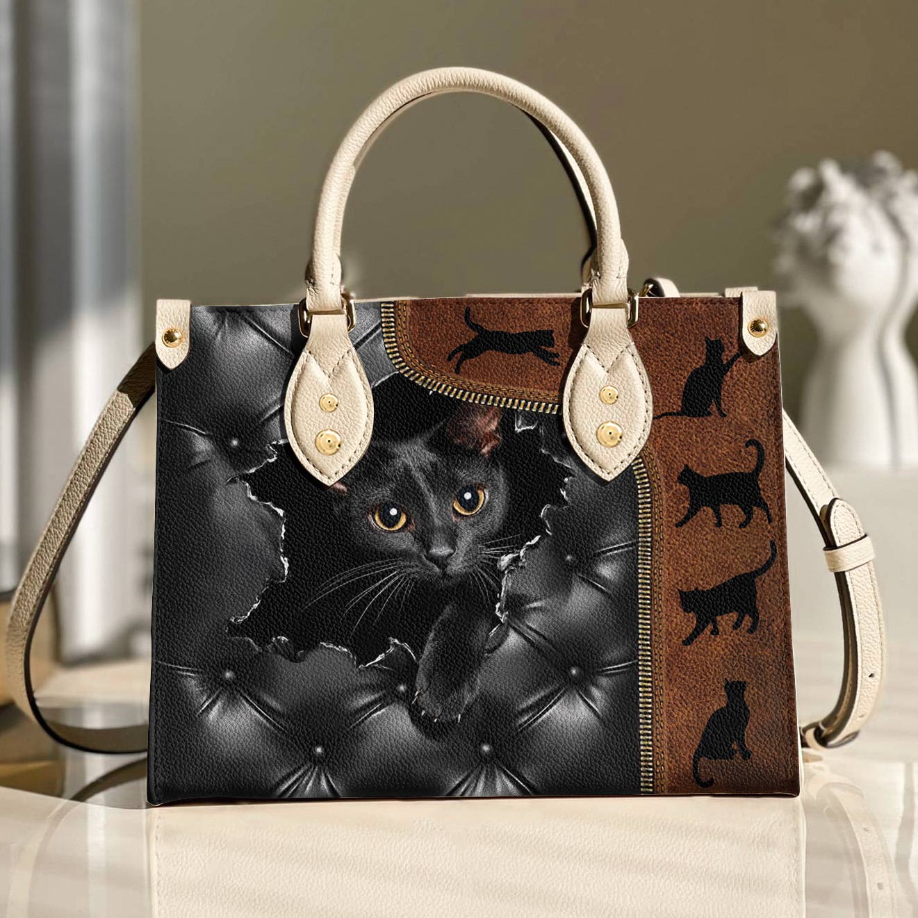 Lorva Leather Bag Gorgeous Black Cat
