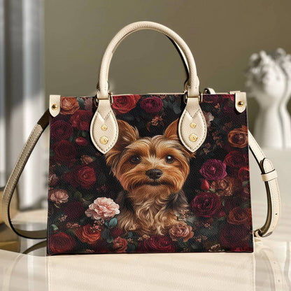 Lorva Yorkie Leather Bag Rosey Yorkie Charm