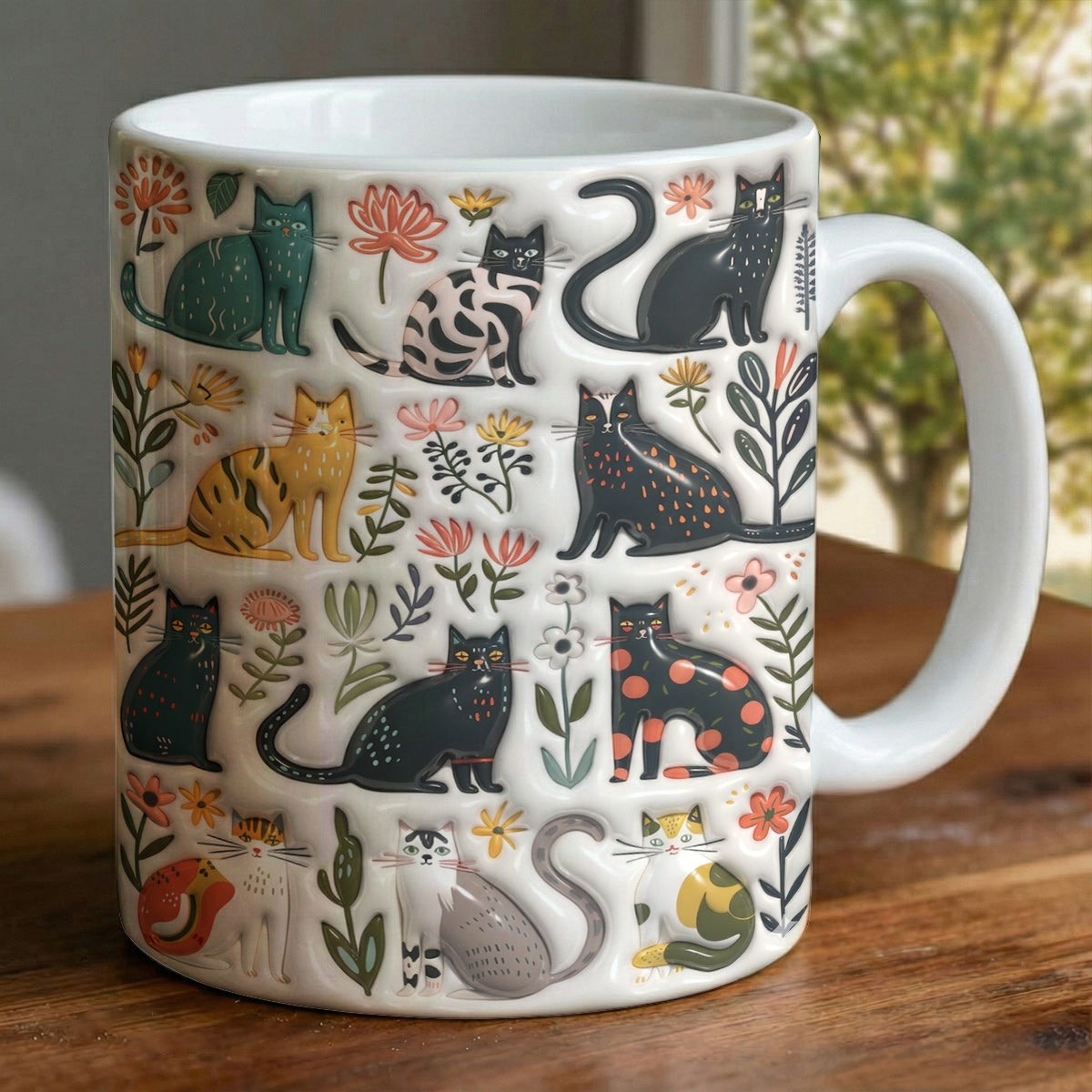 Lorva Mug Puffy Botanical Cats