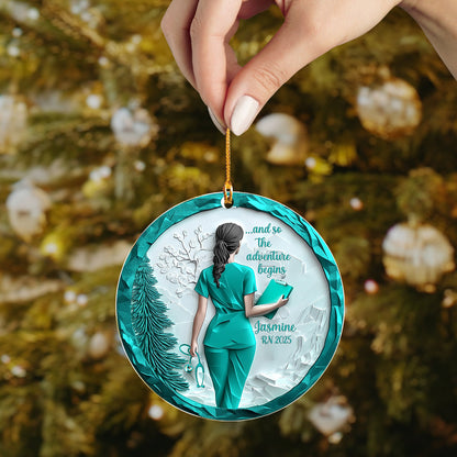 Lorva Nurse 2D Acrylic Ornament Personalized And So The Adventure Begins