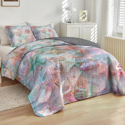 Lorva Beach All Season Quilt 3-Piece Set Beautiful Seashell