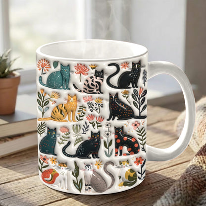 Lorva Mug Puffy Botanical Cats