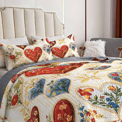 Lorva Valentine All Season Quilt 3-Piece Set Gorgeous Floral Heart