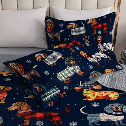 Dachshund Lorva All Season Quilt 3-Piece Set Hello Winter
