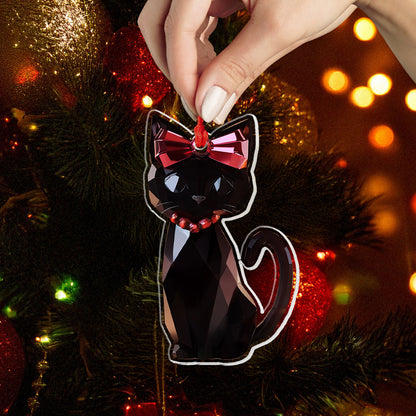 Lorva Black Cat Personalized 2D Acrylic Ornament Glimmerpaws Of Christmas