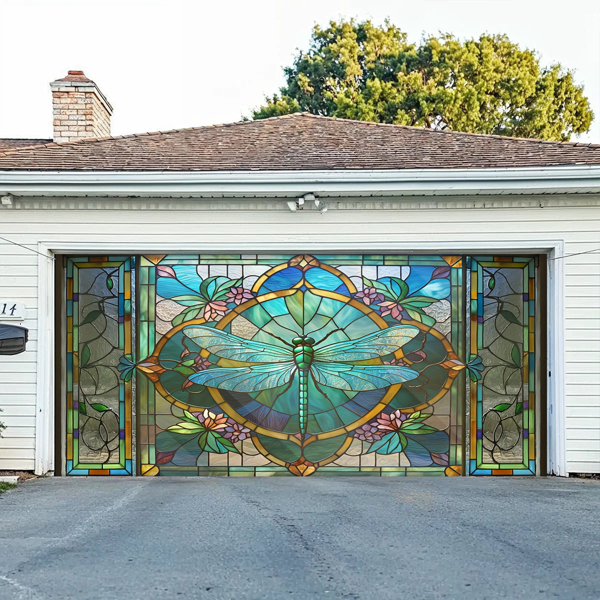 Lorva Dragonfly Garage Door Banner Decoration Beautiful