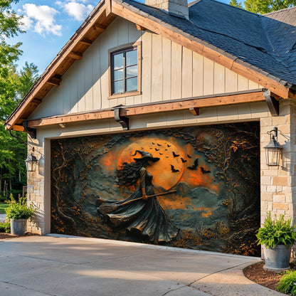 Lorva Witch Garage Door Banner Decoration Rustic Autumn Witch