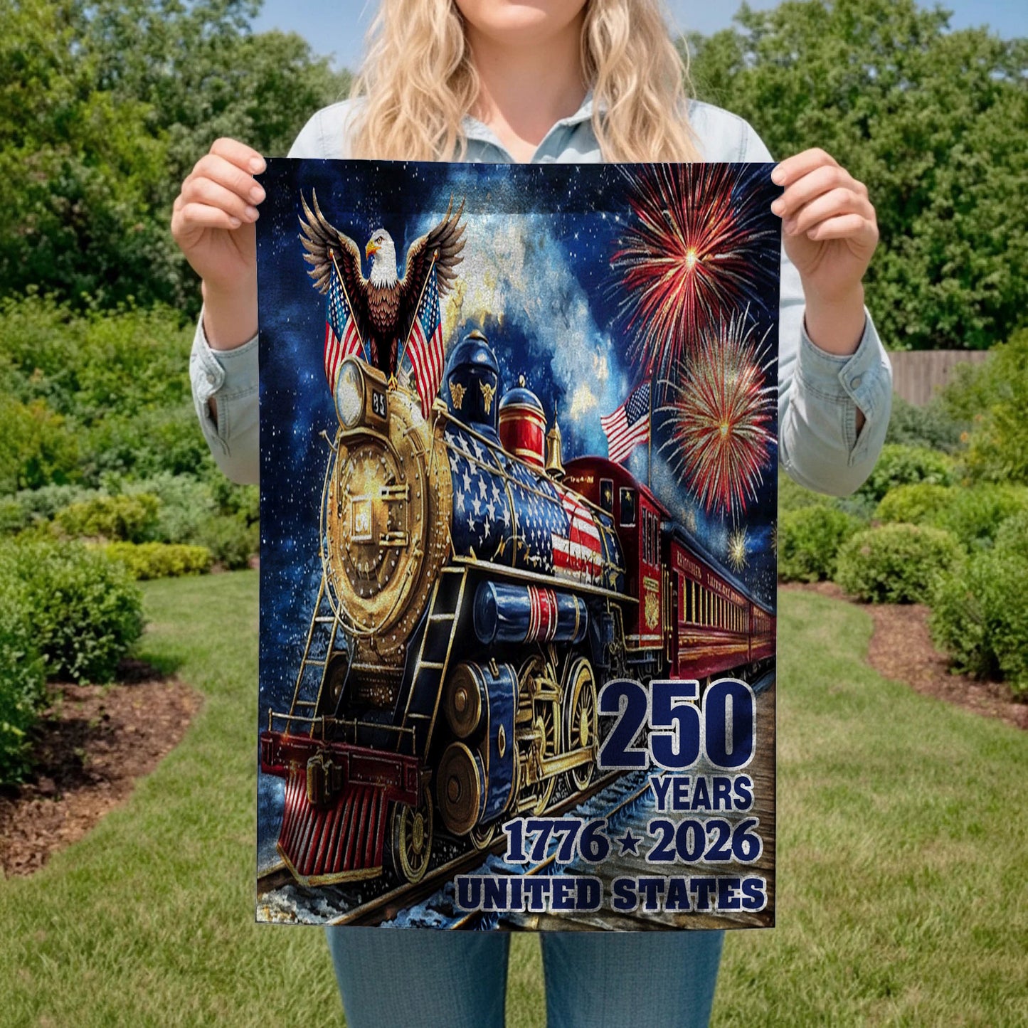 Lorva Garden America Flag Eagle Of The Rails