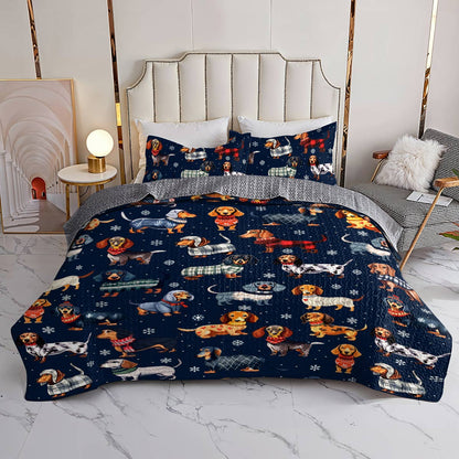 Dachshund Lorva All Season Quilt 3-Piece Set Hello Winter