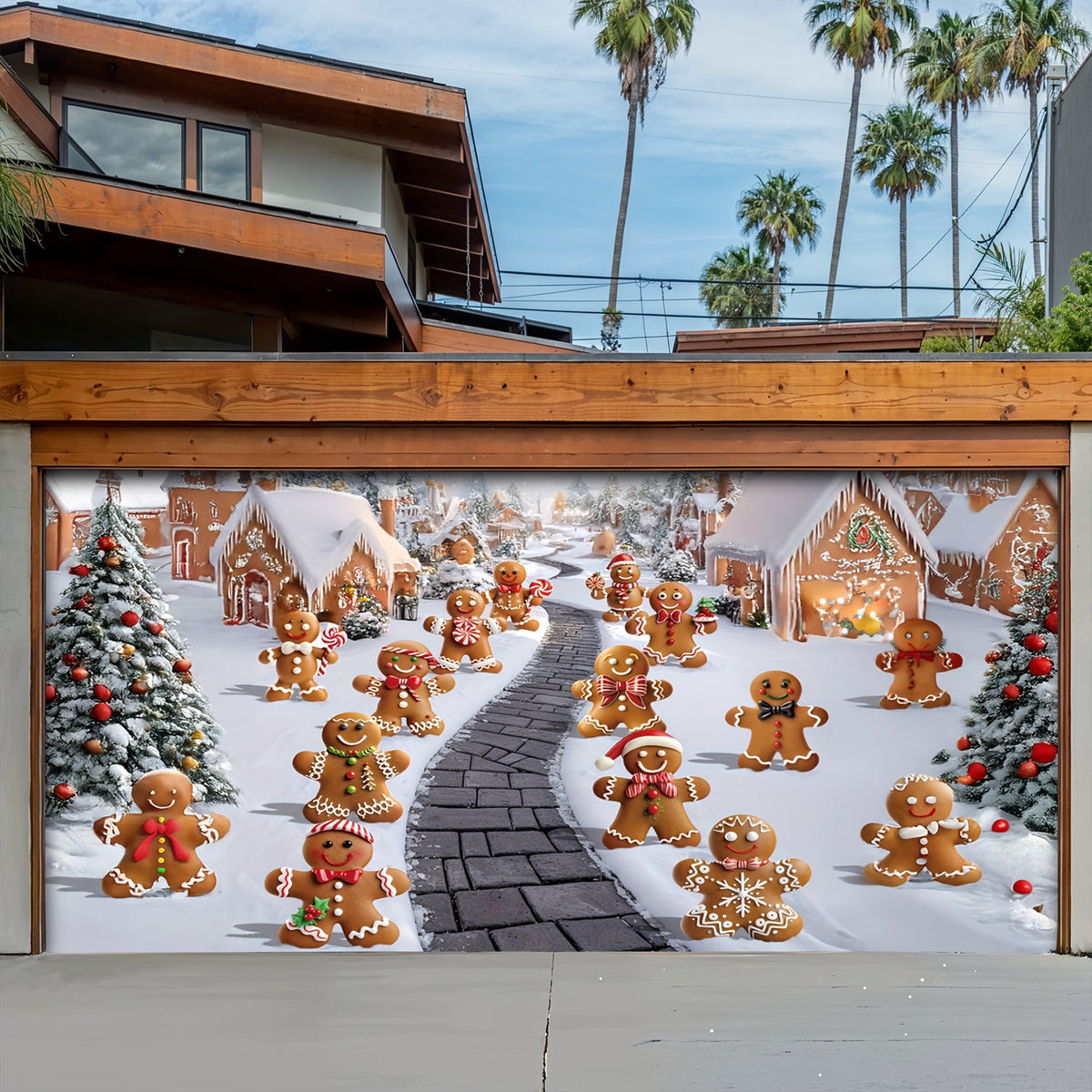 Lorva Christmas Garage Door Banner Decoration Welcome to Gingerbread Town