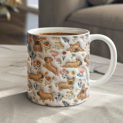 Lorva French Bulldog Flat Print Mug  Happy Field Flowers