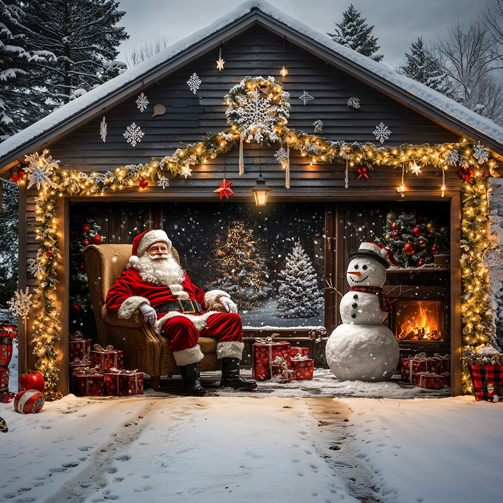 Lorva Christmas Garage Door Banner Decoration Santa’s Cozy Living Room