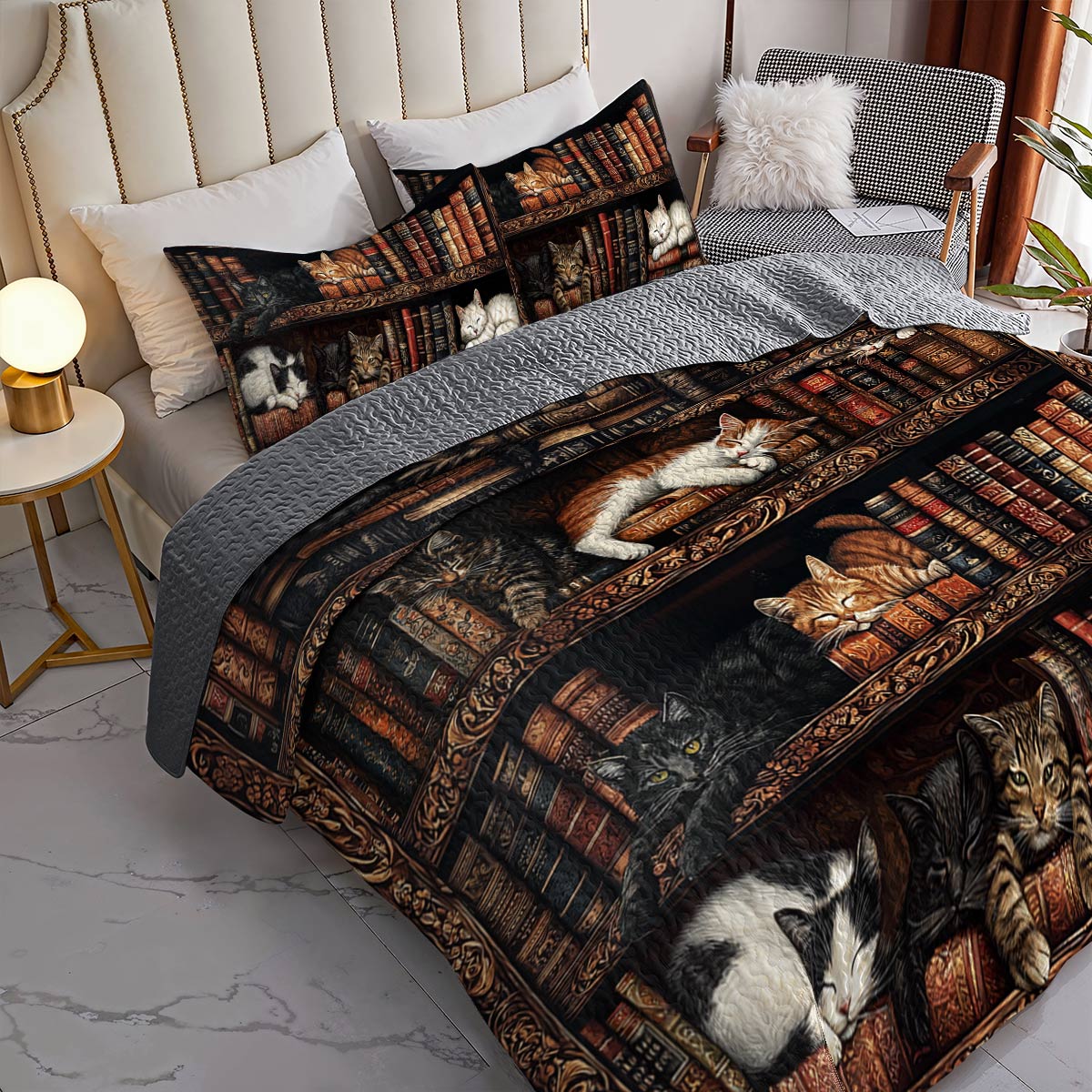 Lorva All Season Quilt 3-Piece Set The Literary Cat Collection