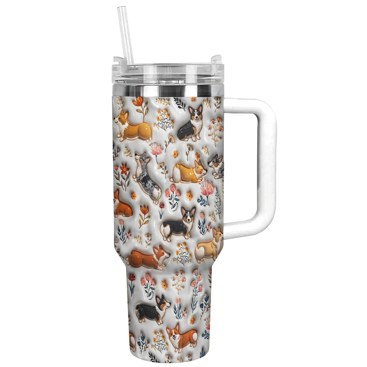 Lorva Corgi Tumbler Happy Field Flowers