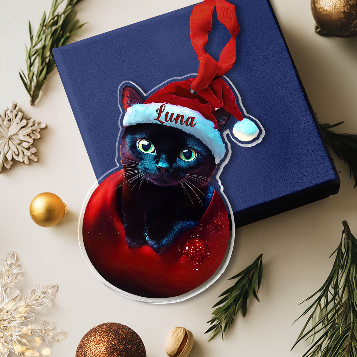Lorva Cat Personalized 2D Acrylic Ornament Cute Black Cat