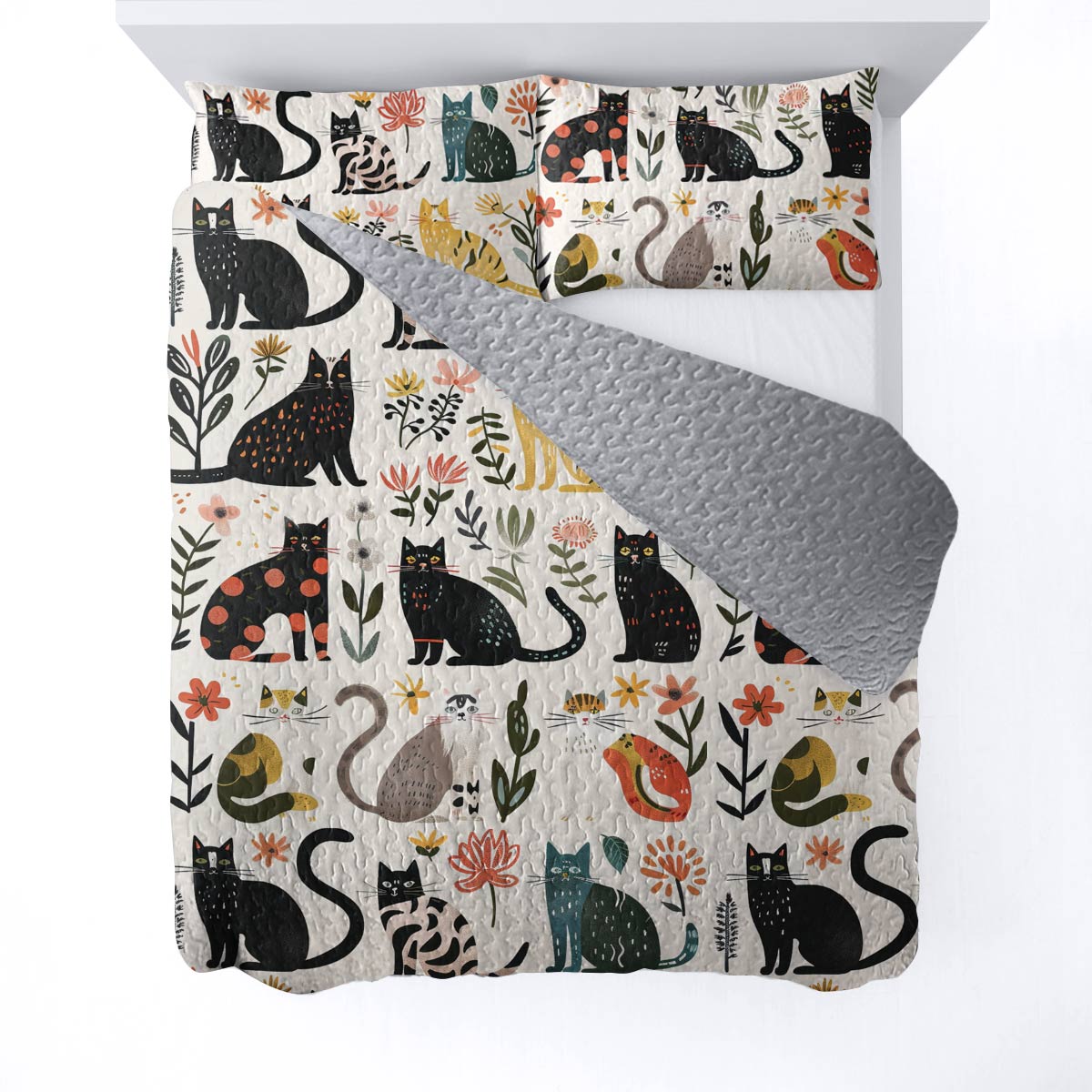 Lorva All Season Quilt 3-Piece Set Cat Garden