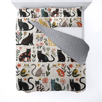 Lorva All Season Quilt 3-Piece Set Cat Garden