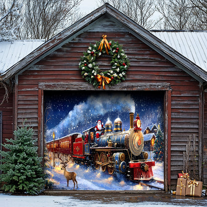 Lorva Christmas Garage Door Banner Decoration Santa’s Magical Christmas Train