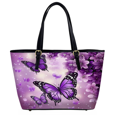 Lorva Butterfly Leather Tote Bag Violet Drift