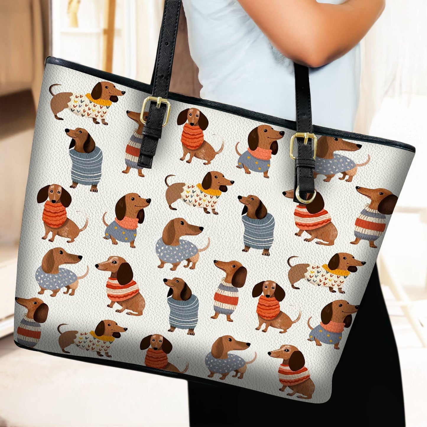 Lorva Dachshund Leather Tote Bag Cuteness Overload