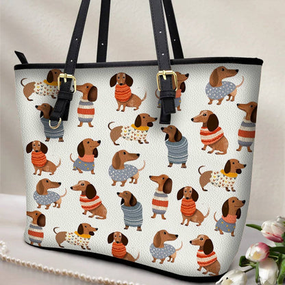 Lorva Dachshund Leather Tote Bag Cuteness Overload