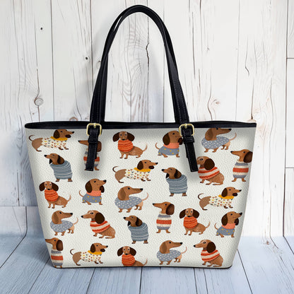 Lorva Dachshund Leather Tote Bag Cuteness Overload