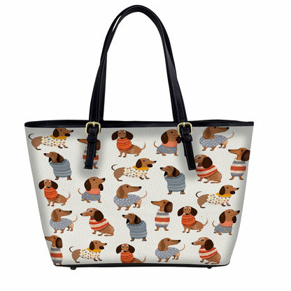 Lorva Dachshund Leather Tote Bag Cuteness Overload