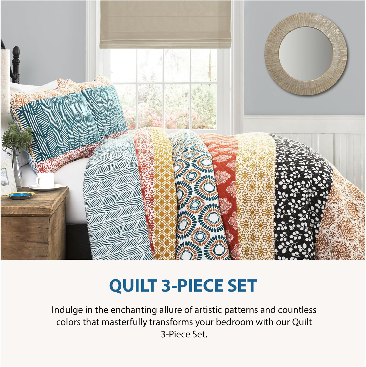 Lorva All Season Quilt 3-Piece Set Sweet Floral Cats