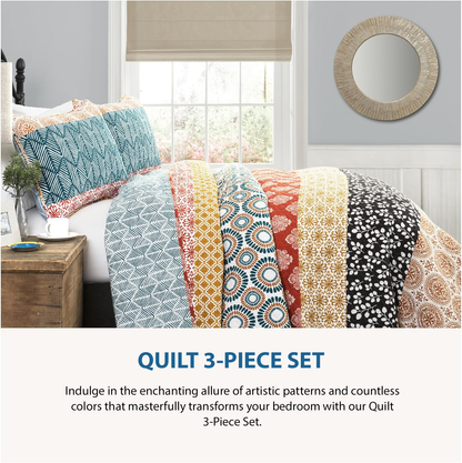 Lorva All Season Quilt 3-Piece Set Sweet Floral Cats