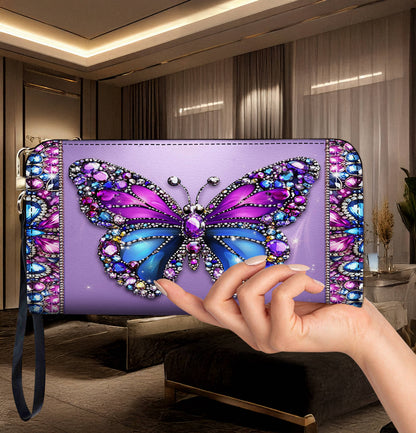 Lorva Butterfly Leather Wallet Violet Royalty