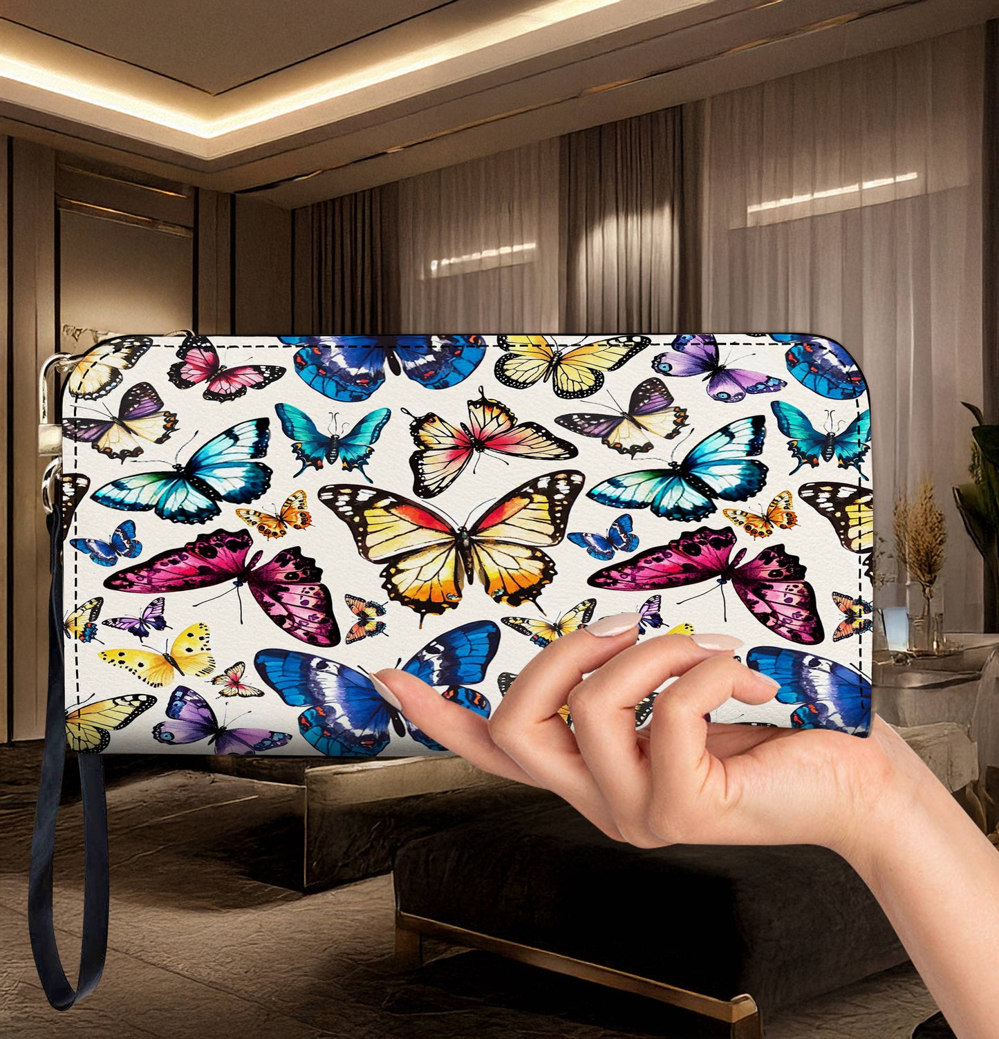 Lorva Butterfly Leather Wallet Colorful Butterflies